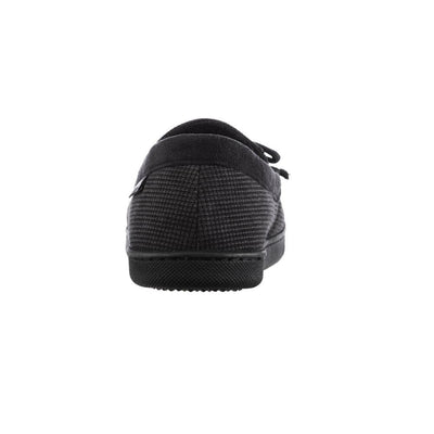 Men's Mini Box Cord Luke Moccasin with Lacing in Black Heel View
