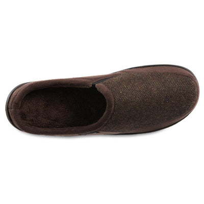 Men's Logan Microsuede Hoodback Slippers in Dark Chocolate Top View