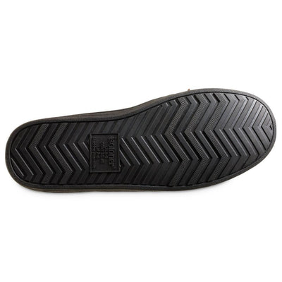Men's Genuine Suede Moccasin Slippers in Black Bottom Sole Tread