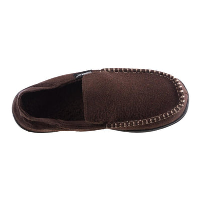 Men's Grady Faux Wool Moccasin Slippers with Collapsible Heel in Dark Chocolate Inside Top View