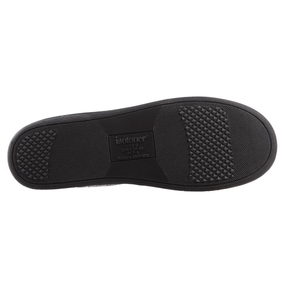 Men's Heather Knit Preston Moccasin Slippers in Dark Charcoal Heather Bottom Sole Tread