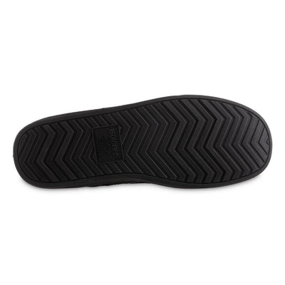 Men's Microterry and Waffle Travis Moccasin Slippers in Black Bottom Sole Tread