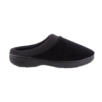 Signature Women's Matte Satin Hoodback Slippers in Black Profile