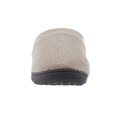 Signature Women's Matte Satin Hoodback Slippers in Stone Front Toe View