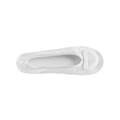 Signature Satin Ballerina Slippers with Suede Sole White 16