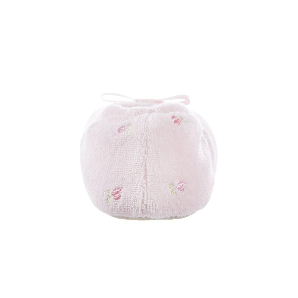 Women's Signature Embroidered Floral Terry Ballerina Slippers in Pink Back Heel