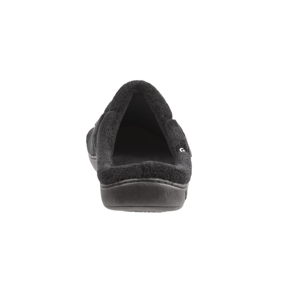 Signature Men's Microterry Hoodback Slippers in Black Heel View