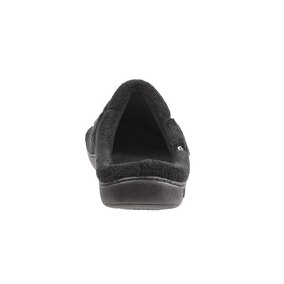 Signature Men's Microterry Hoodback Slippers in Black Heel View