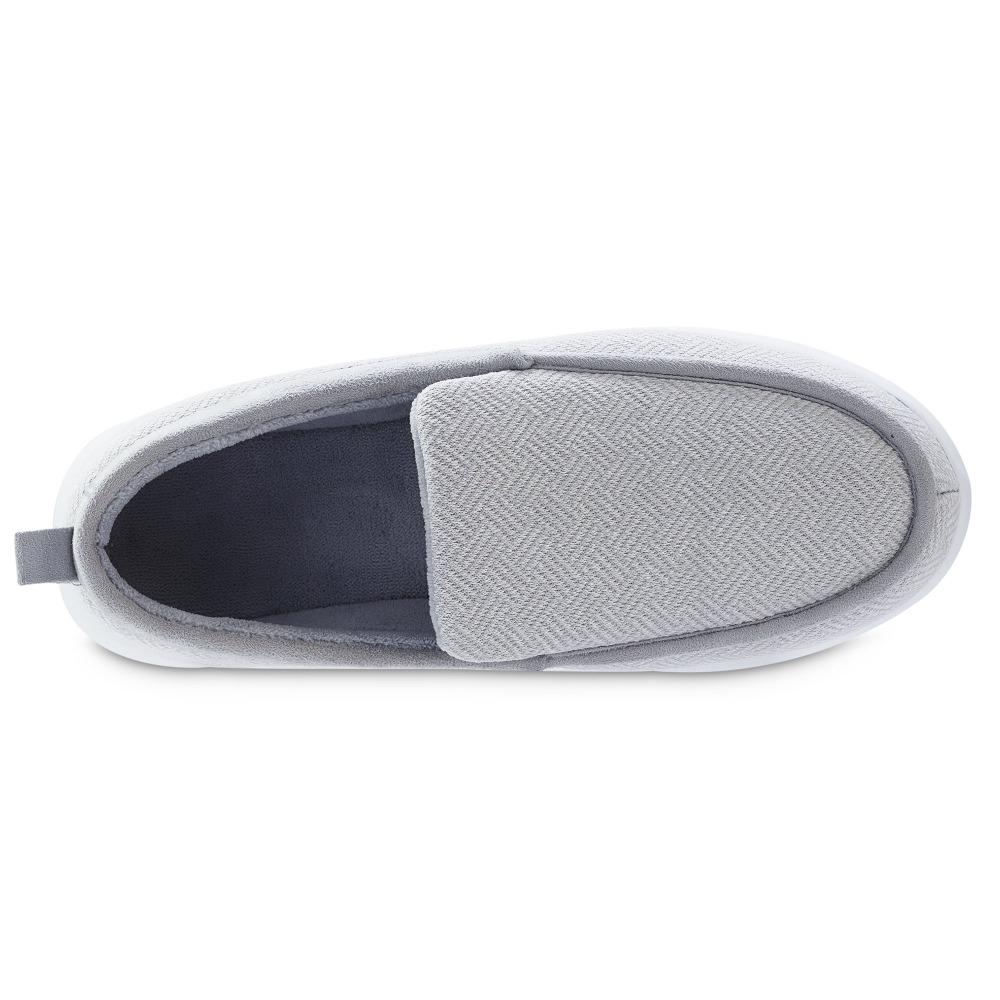 Zenz Men's Hatch Knit Boater Moccasin in Light Grey Inside Top View