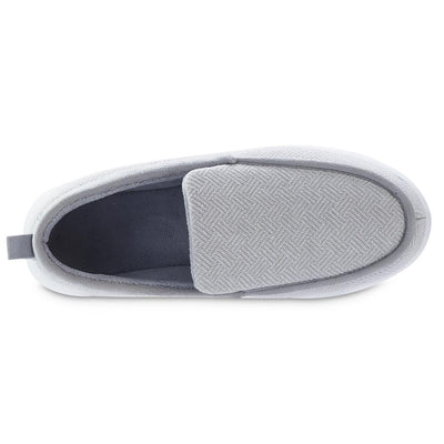 Zenz Men's Hatch Knit Boater Moccasin in Light Grey Inside Top View