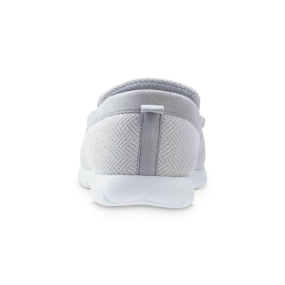 Zenz Men's Hatch Knit Boater Moccasin in Light Grey Back Heel