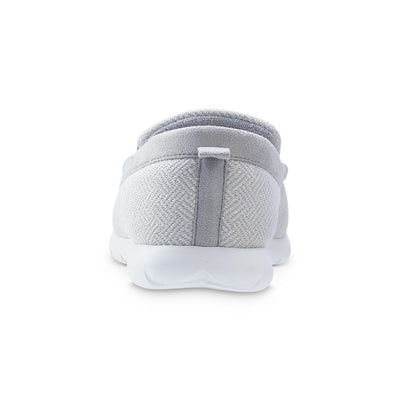 Zenz Men's Hatch Knit Boater Moccasin in Light Grey Back Heel