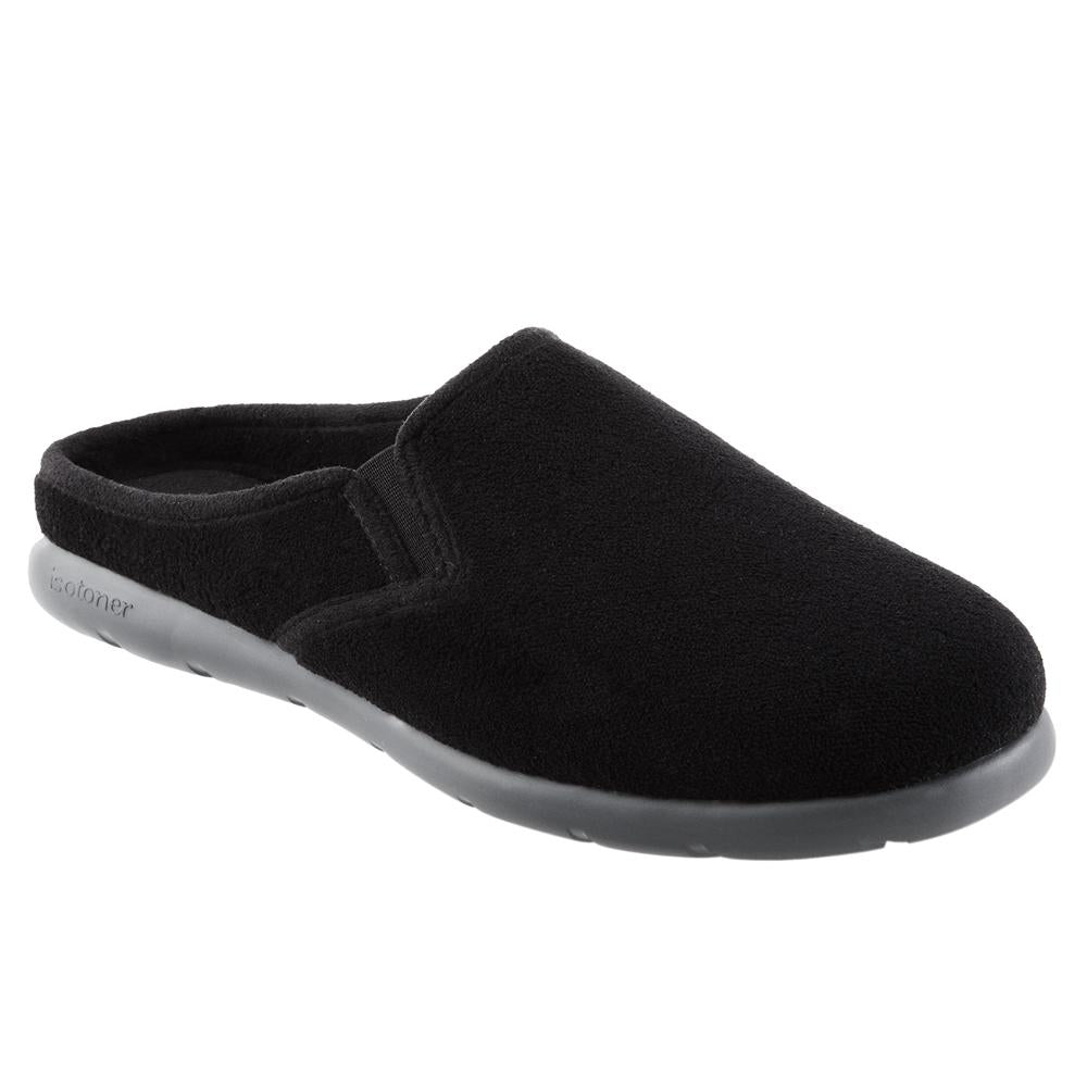 Isotoner with Everywear™ Men’s Microterry Hoodback in Black Right Angled View