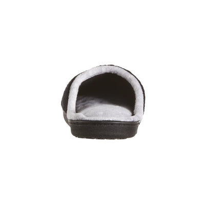 Women's Microterry Wider Width Clog Slippers in Black with Grey Lining Back Heel