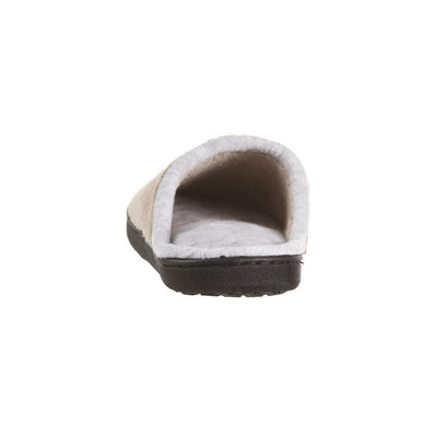 Women's Microterry Wider Width Clog Slippers in Taupe with Grey Lining Back Heel