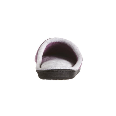 Women's Microterry Wider Width Clog Slippers in Violet with Grey Lining Back Heel