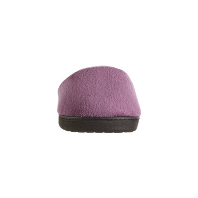 Women's Microterry Wider Width Clog Slippers in Violet with Grey Lining Front Toe View