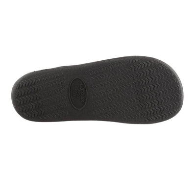 Women's Microterry Satin Trim Wider Width Slide Slippers in Black Sole View