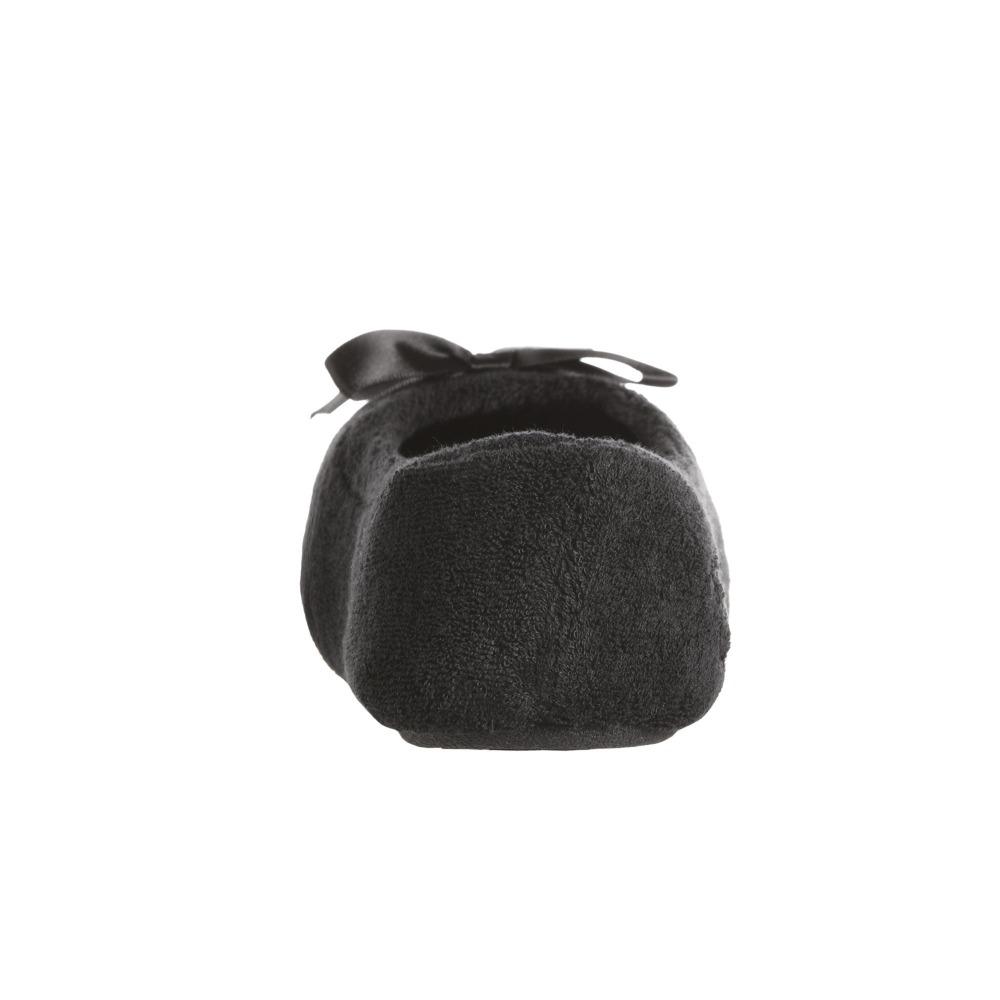 Women's Classic Terry Ballerina Slippers in Black Heel View