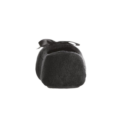 Women's Classic Terry Ballerina Slippers in Black Heel View