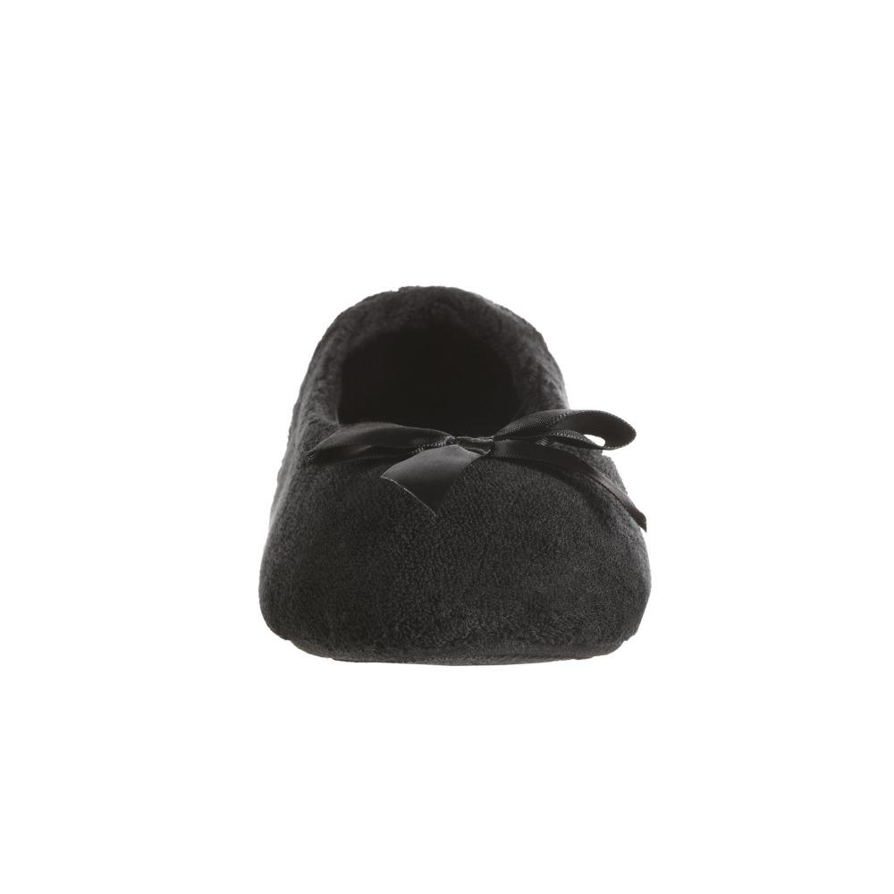 Women's Classic Terry Ballerina Slippers in Black Toe View