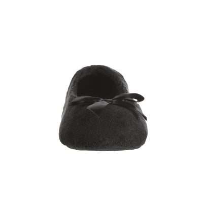 Women's Classic Terry Ballerina Slippers in Black Toe View