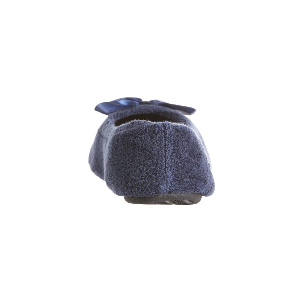Women's Classic Terry Ballerina Slippers in Navy Heel View