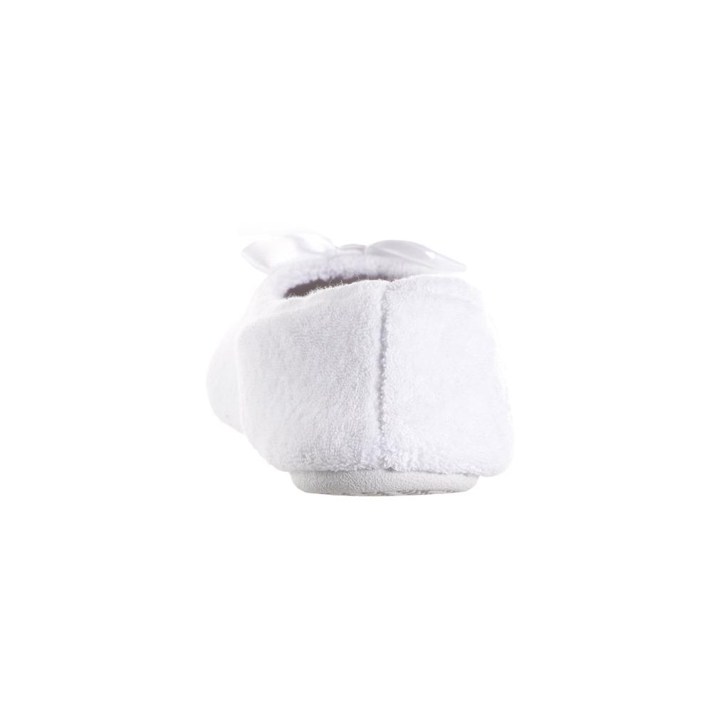 Women's Classic Terry Ballerina Slippers White Stripe Heel View