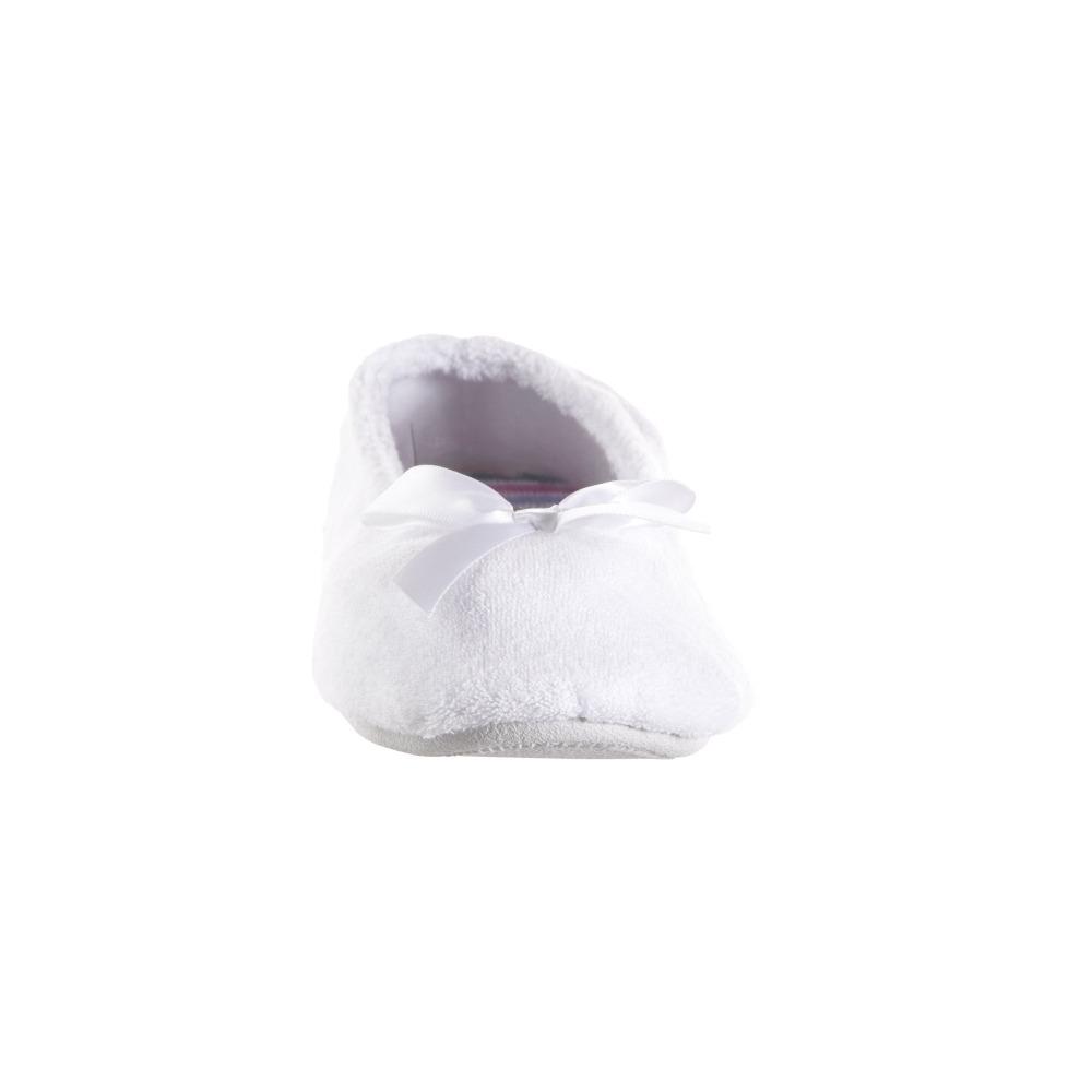 Women's Classic Terry Ballerina Slippers White Stripe Toe View
