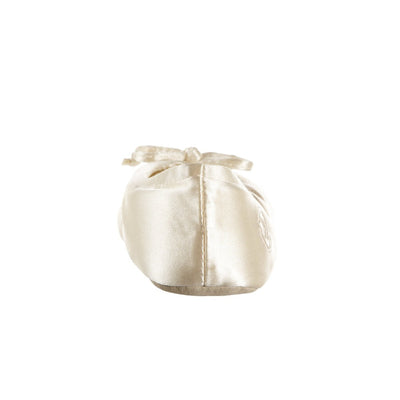 Women's Satin Ballerina Slippers with Satin Bow in Cream Back Heel#color_cream