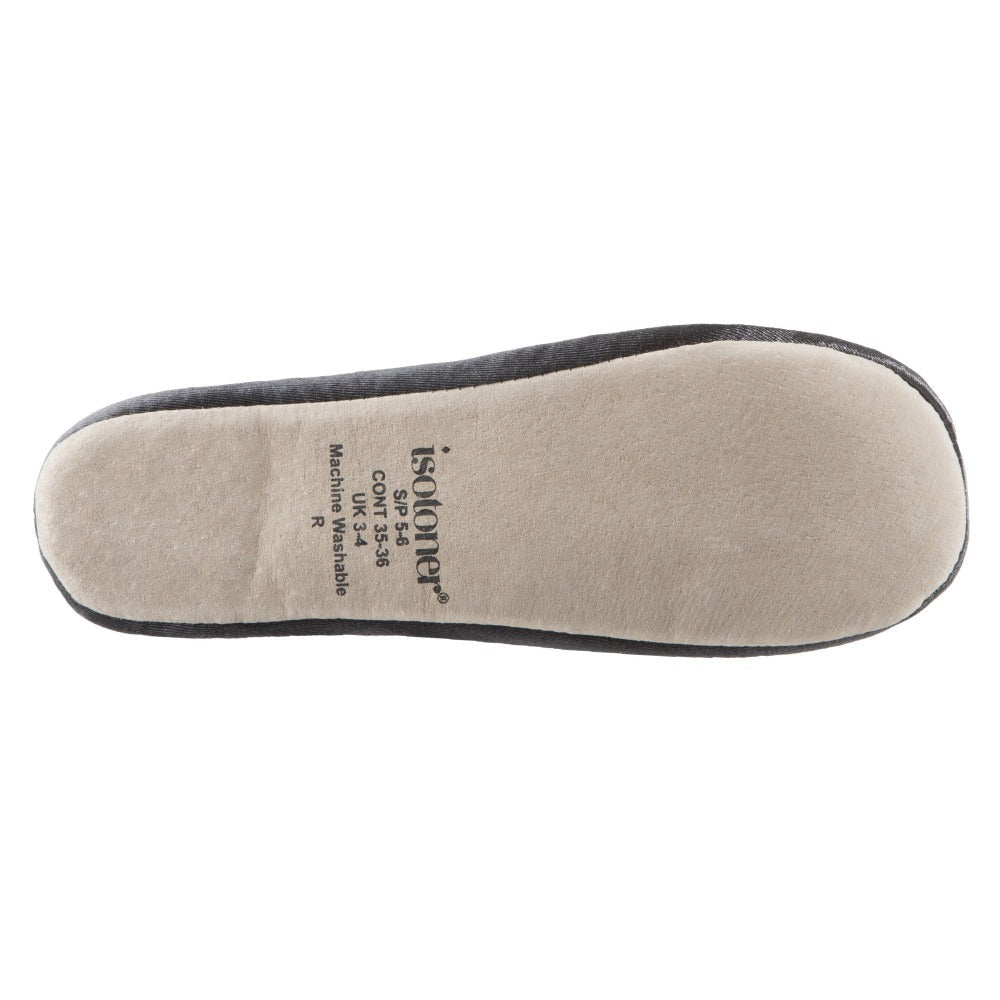 Women's Satin Ballerina Slippers with Satin Bow in Mineral Bottom Sole#color_black