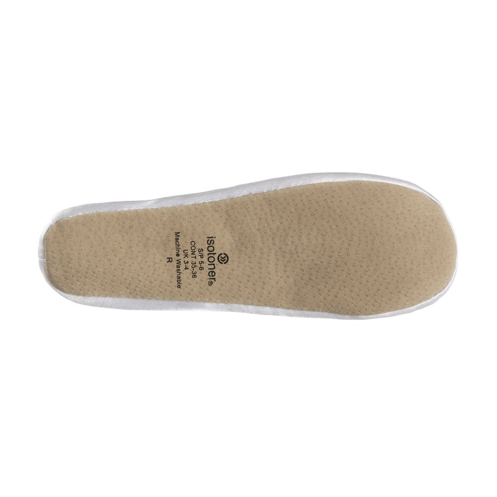 Women's Satin Ballerina Slippers with Satin Bow in White Bottom Sole#color_white