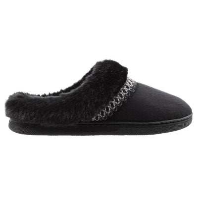 Girl's Wendi Hoodback Slippers in Black Side Profile View