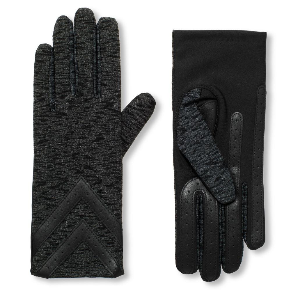Women's Chevron Spandex Gloves in Black Animal Texture Front and Back