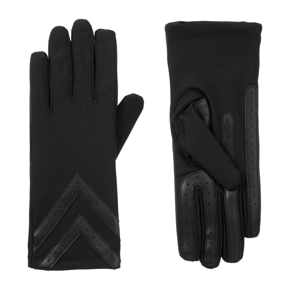 Women's Chevron Spandex Gloves in Black Front and Back