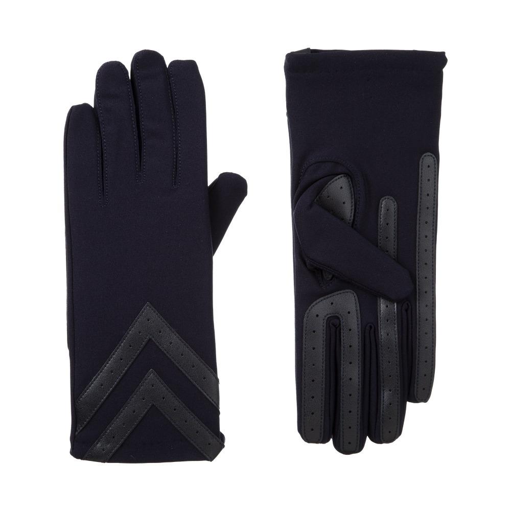 Women's Chevron Spandex Gloves Gloves Midnight (Dark Navy) Front and Back