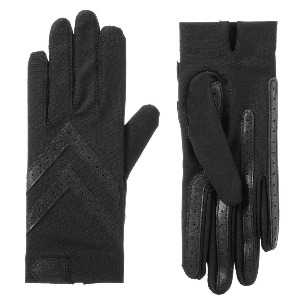 Women's Chevron Shortie Gloves in Black Front and Back
