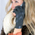 Women's Chevron Shortie Gloves in Black on Model