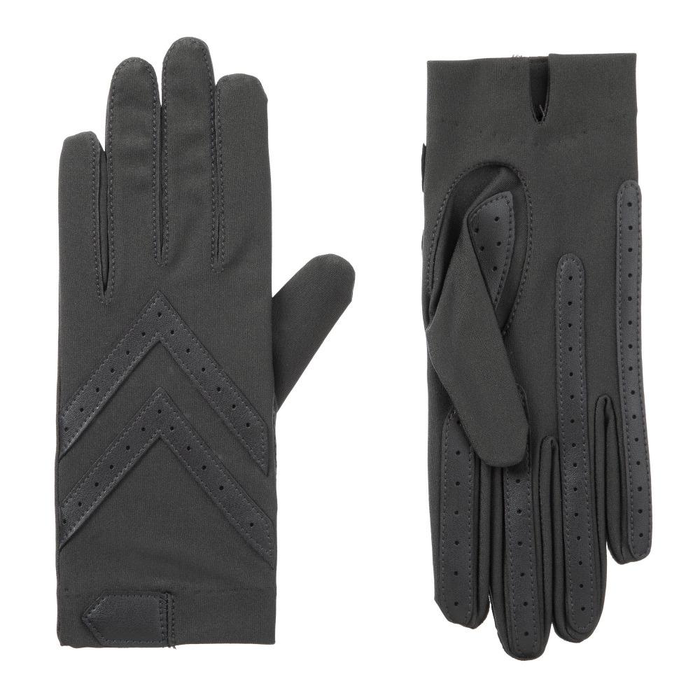 Women's Chevron Shortie Gloves in Charcoal Front and Back