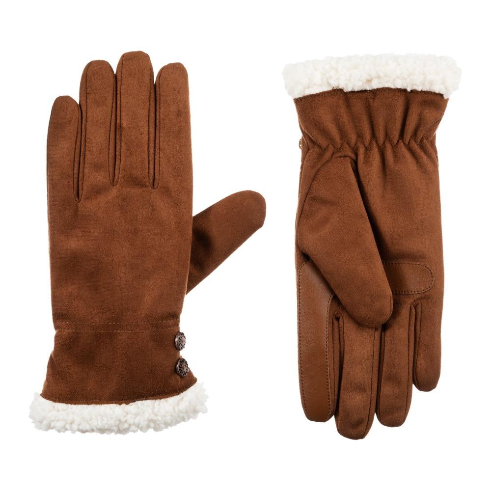 Women's Microsuede Touchscreen Gloves in Cognac