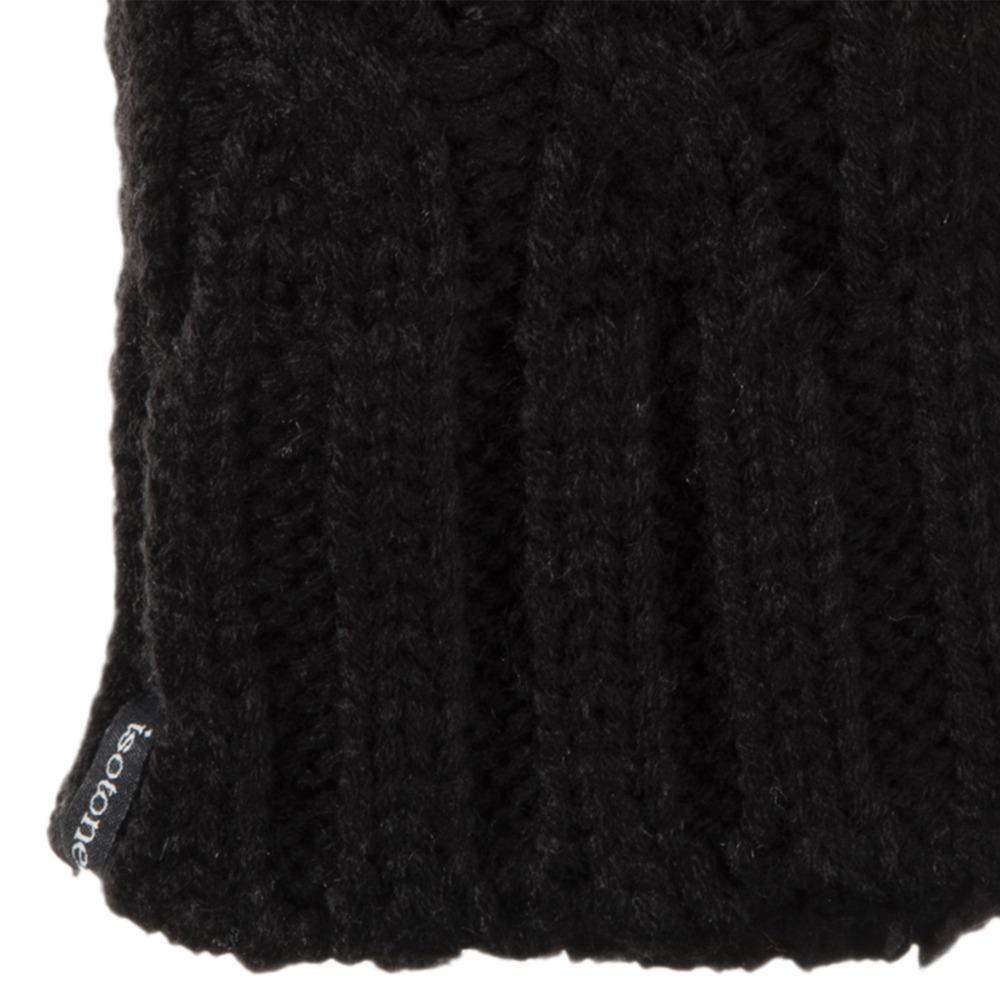 Women's Chunky Cable Knit Mittens in Black Cuff Detail