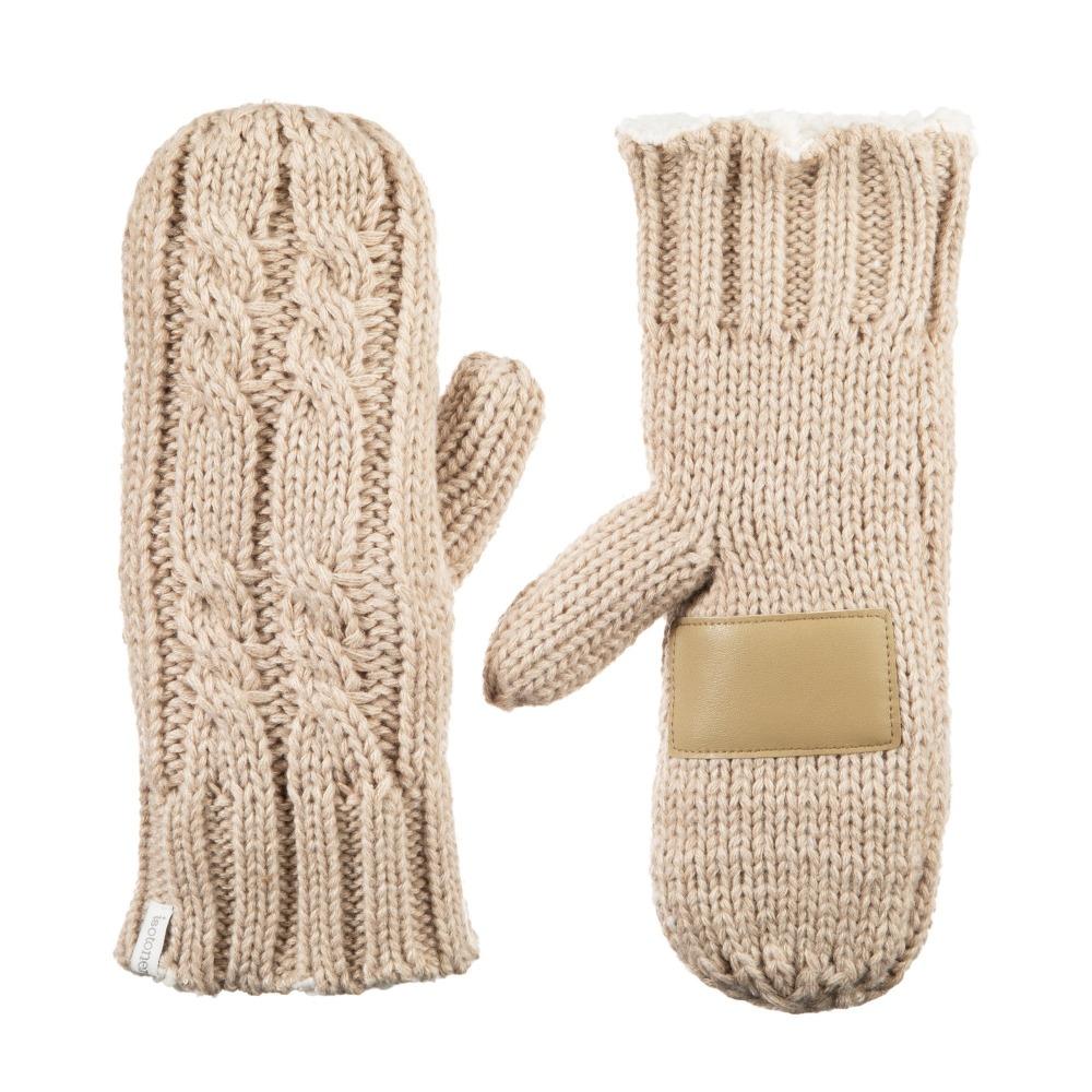 Women's Chunky Cable Knit Mittens in Oatmeal Heathered Front and Back