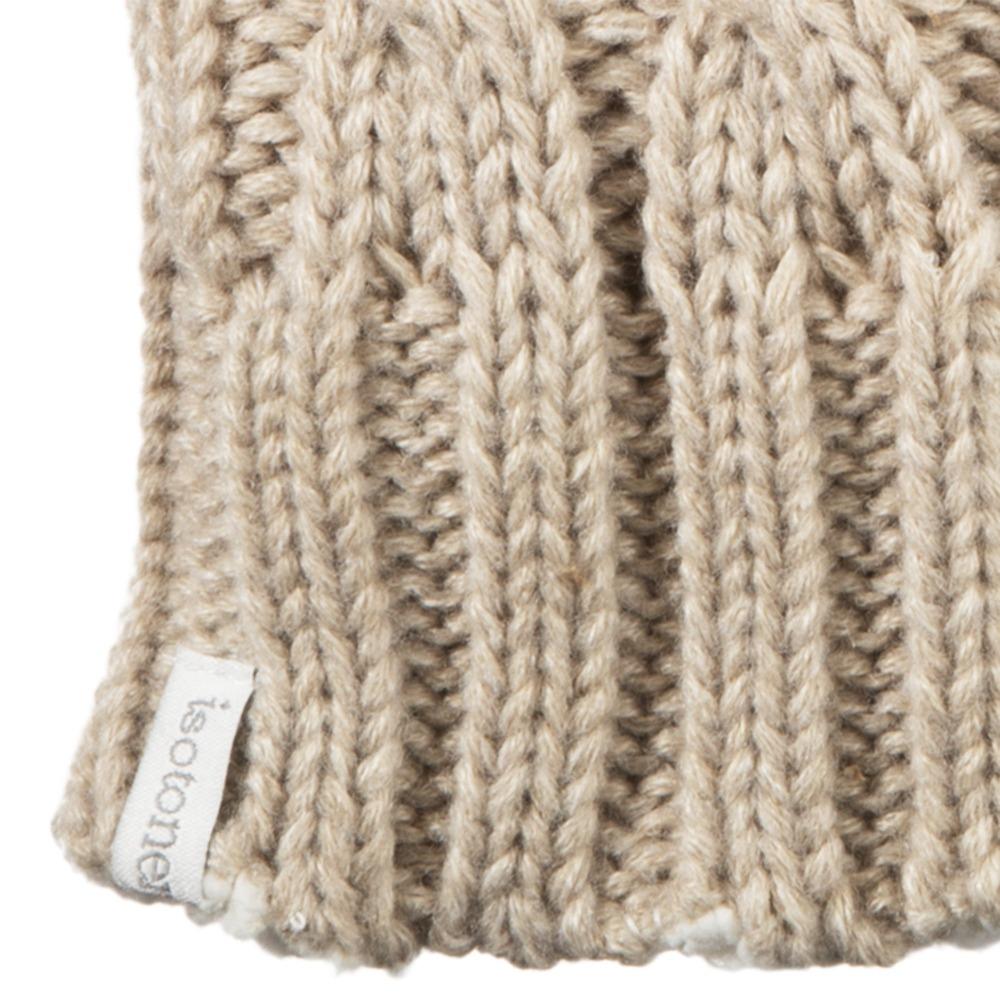 Women's Chunky Cable Knit Mittens in Oatmeal Heathered Cuff Detail