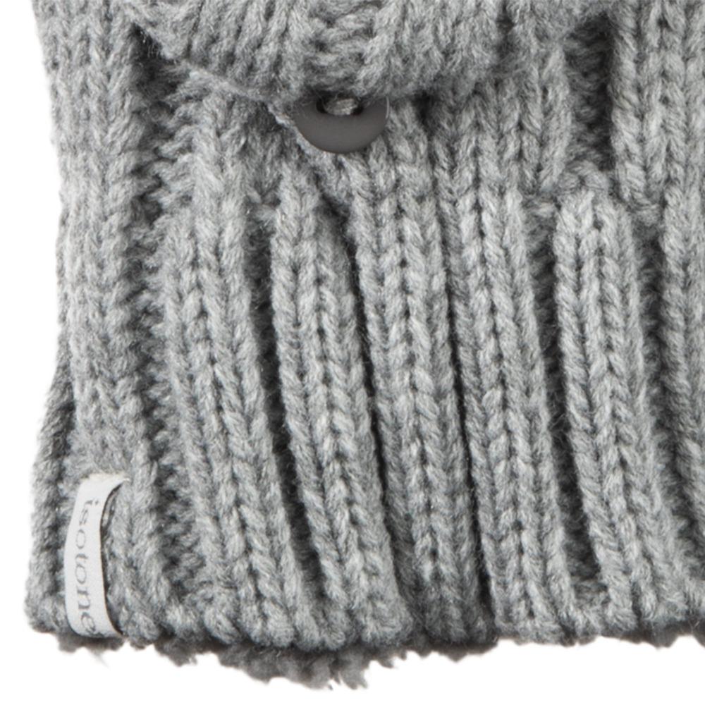 Women's Chunky Cable Knit Flip-Top Mittens in Heather (Grey) Cuff Detail