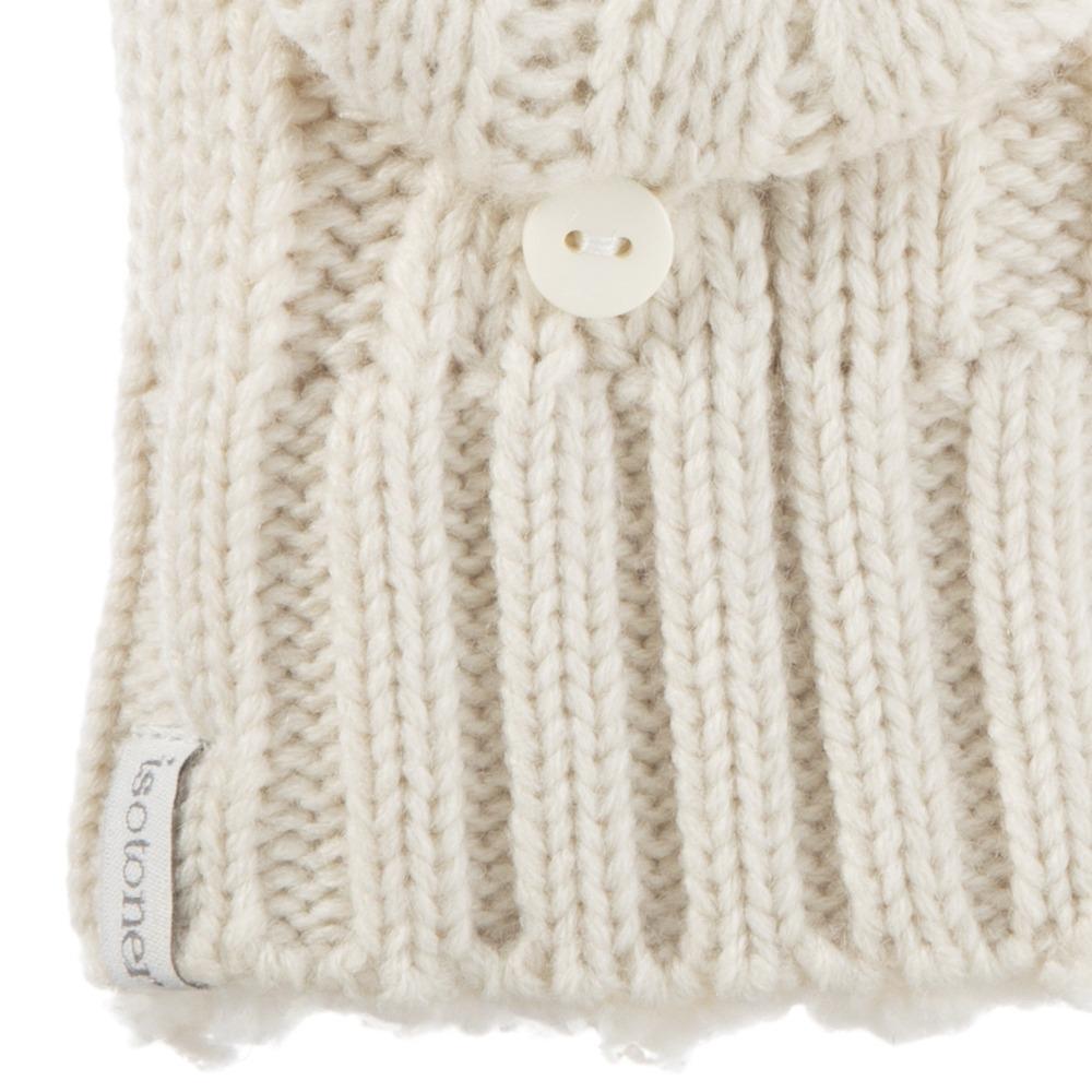Women's Chunky Cable Knit Flip-Top Mittens in Ivory Cuff Detail