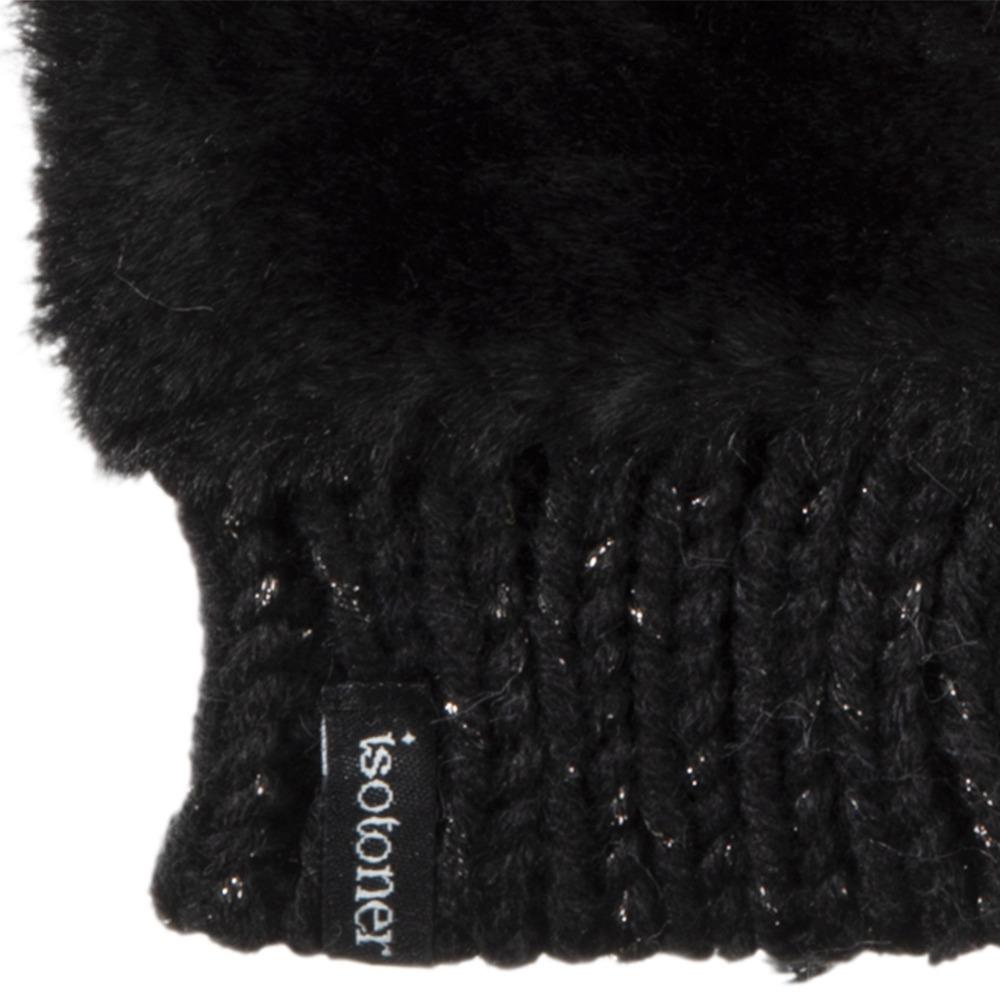 Women's Chenille Knit Fingerless Glove Cozies in Black Cuff Detail
