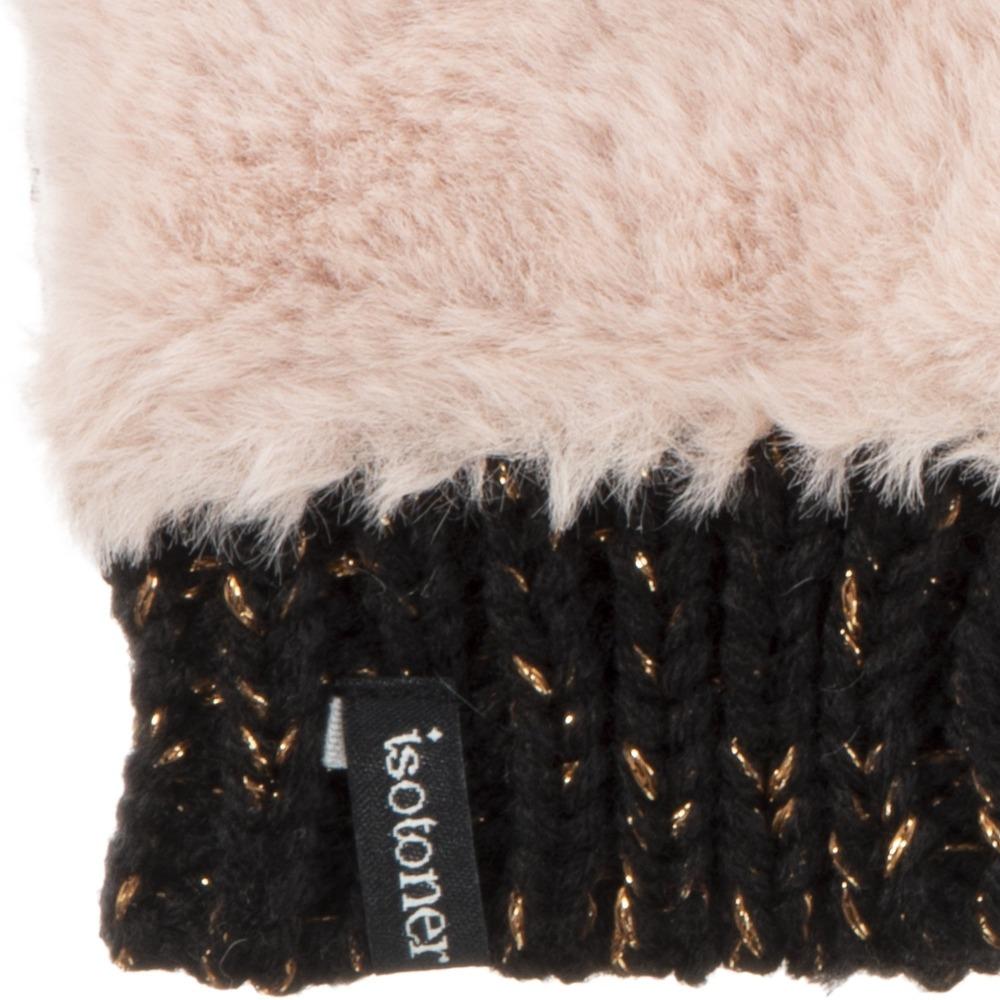 Women's Chenille Knit Fingerless Glove Cozies in Dusted Blush Cuff Detail