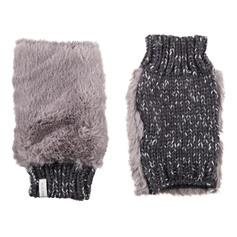 Women's Chenille Knit Fingerless Glove Cozies in Dusty Lavender Front and Back