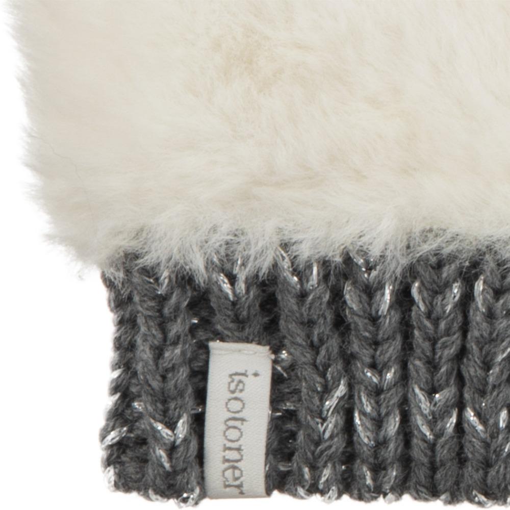Women's Chenille Knit Fingerless Glove Cozies in Ivory Cuff Detail