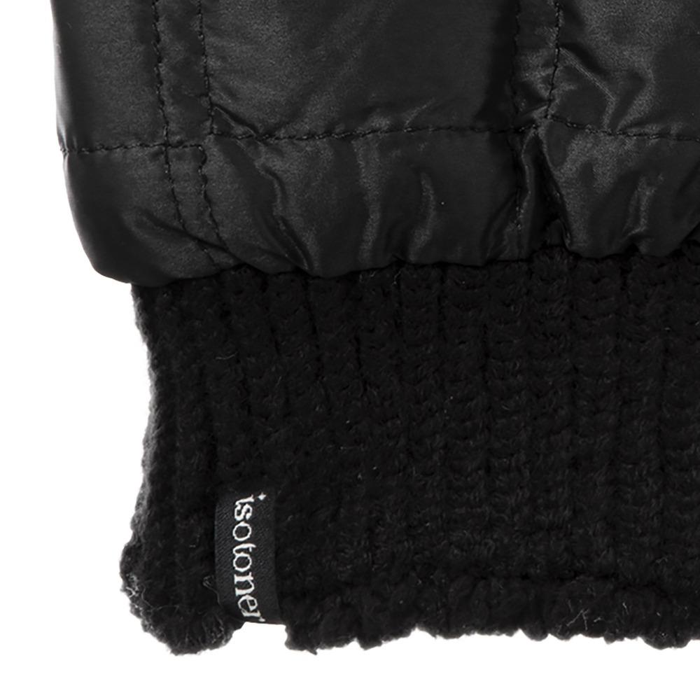 Women's Quilted Fingerless Glove Cozies in Black Cuff Detail